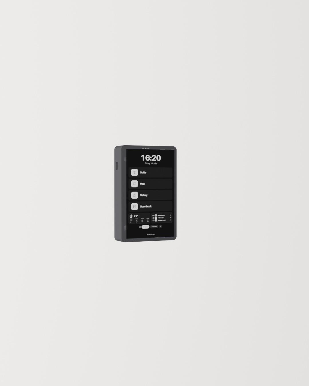 RentalOS kiosk in the selected home type — close view
